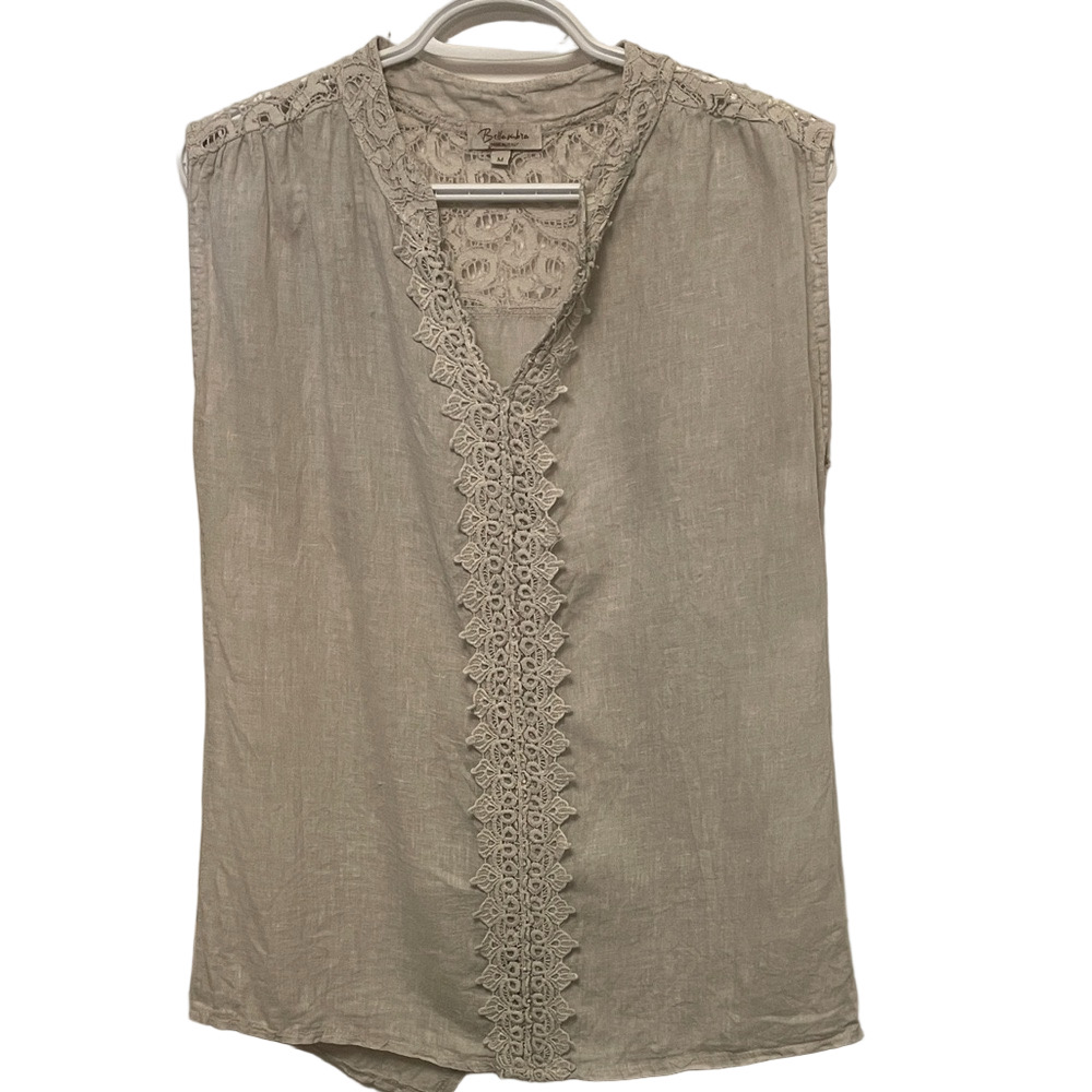 Women’s Bella Umbra Linen Beige Sleeveless Top Size Medium